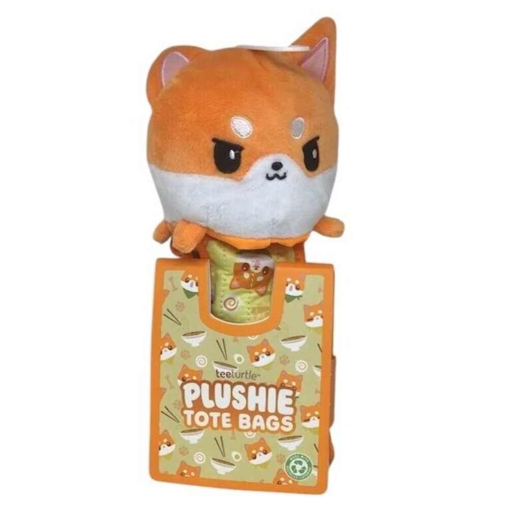 Teeturtle Plushie Tote Bag Ramen Shiba Ina Plush Fox Corgi Travel Carry Book NEW